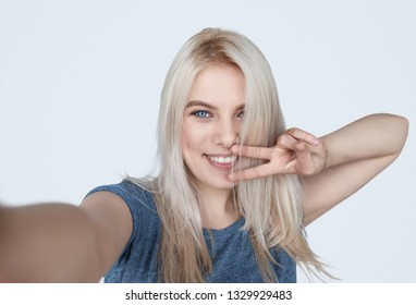 Similar Images, Stock Photos & Vectors of smiling young girl making ...