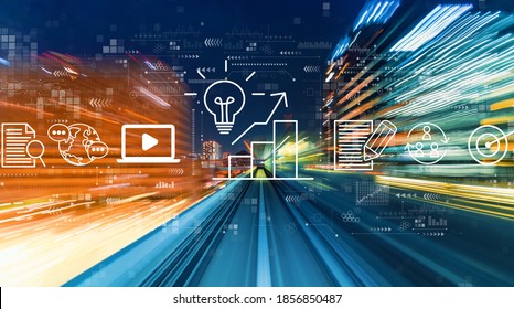 Content marketing concept with abstract high speed technology motion blur - Shutterstock ID 1856850487