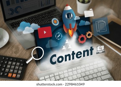 content marketing Content Data Blogging Media Publication Information Vision Concept Social Business Internet Strategy Advertising SEO - Shutterstock ID 2298461049