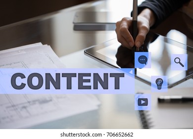 Content text on virtual screen. Business technology and internet concept. 