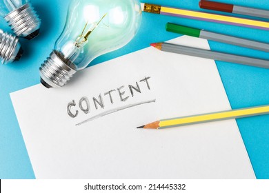 Content Writing Concept With Light Bulb As Creative Symbol