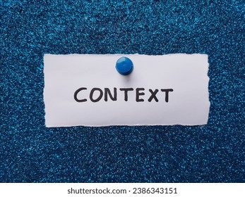Context text on a blue background.