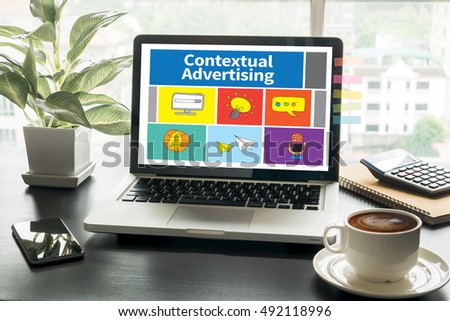Contextual Advertising Computing Computer  Laptop with screen on table