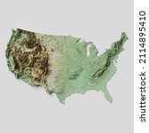 Contiguous United States of America Topographic Relief Map - 3D Render