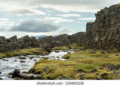 The Continental Crack At Thingvellir In Iceland, Where The Continental Plates Are Drifting Apart