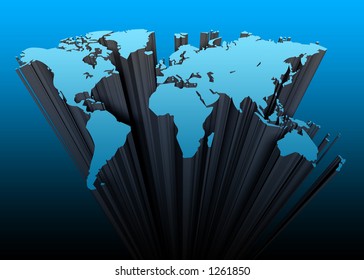 Continents in 3d render to use general.