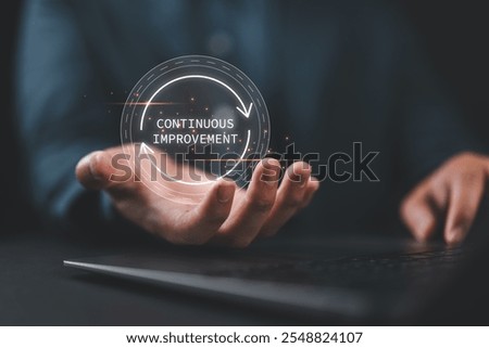Continuous improvement concept. Continuous process for product improvement or service, process. Solving problems, reduce costs and increase productivity, lean improvement technique, kaizen.
