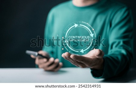 Continuous improvement concept. Service, process or continuous process for product improvement. Solving problems, reduce costs and increase productivity, lean improvement technique, kaizen.