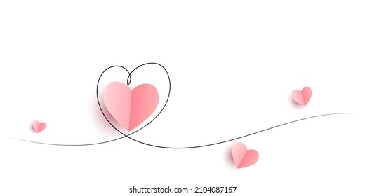 Continuous line heart shape border with realistic paper heart on white background for valentines, women, mother day greeting invitation graphic design
PNG - Shutterstock ID 2104087157