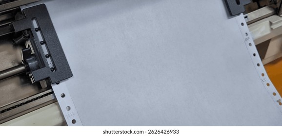 Continuous paper for dot matrix printers.