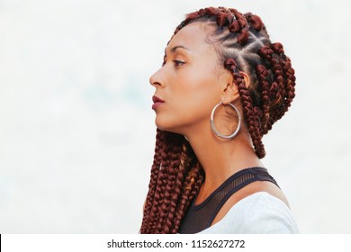 Contour Of An Exotic Black Woman With Braids An Big Earrings