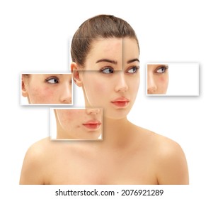 Contouring.Make up woman face. Contour and highlight makeup. - Shutterstock ID 2076921289