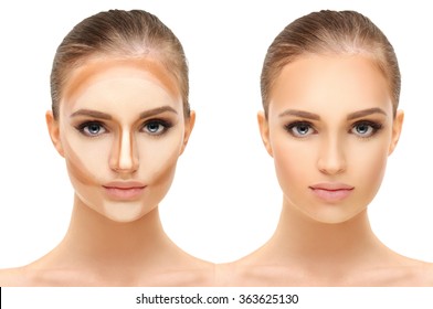 Contouring.Make up woman face. Contour and highlight makeup. - Shutterstock ID 363625130
