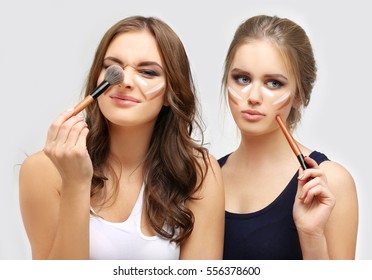 Contouring.Make Up Woman Face. Contour And Highlight Makeup.