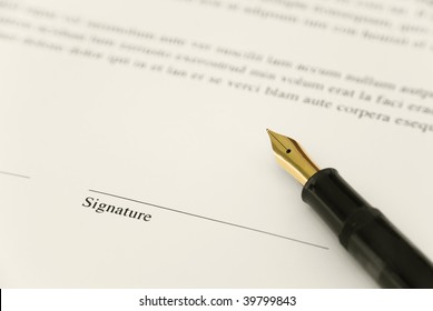 Contract With Fountain Pen - Sign Here