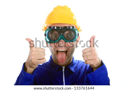 A contractor with a funny expression