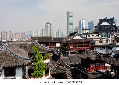 Contrast Of Old And New Buildings In Shanghai, China. 