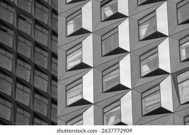 Contrasting Modern and Contemporary Building Facades with Geometric Window Designs