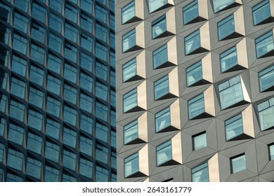 Contrasting Modern and Contemporary Building Facades with Geometric Window Designs