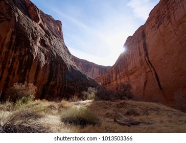 Contrasting patterns of light and shadow deep within Coyote Gulch     
