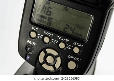 Control buttons on the flash, close-up