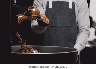 Control coffee roasting process, checks degree of roast in hot machine.