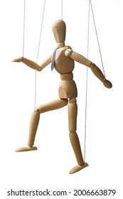 Control. Marionette on the strings. Business concept. 
