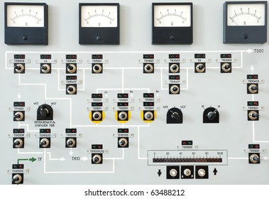 Control panel with buttons and levers