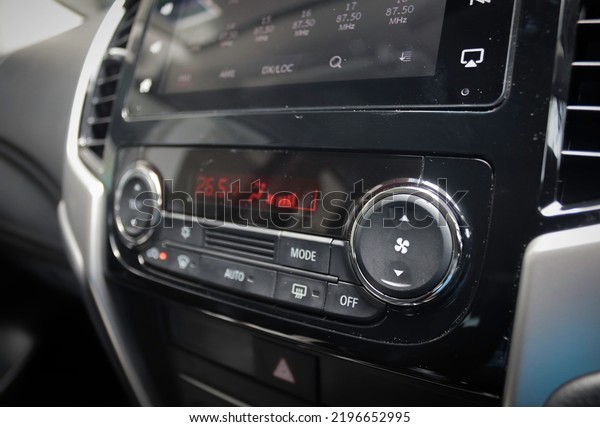 Control panel car air conditioner dashboard  console\
Technology in a modern\
car