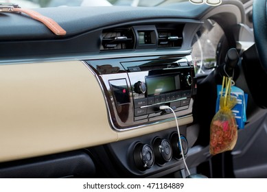 control panel and cd in a modern car