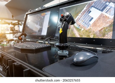 Control panel with joystick for unmanned aerial vehicle. - Shutterstock ID 2063257655