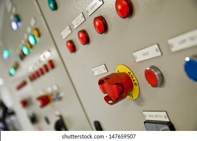 Control panel in main engine room of a extra large cargo ship