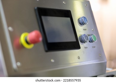Control Panel Of Modern Food Production Machine. Selective Focus.