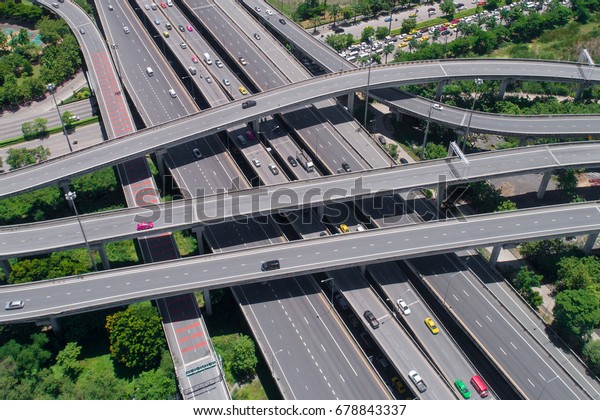 Controlled-access\
highway, the highest-grade type of highway with access ramps, lane\
dividers, etc., for high-speed\
traffic