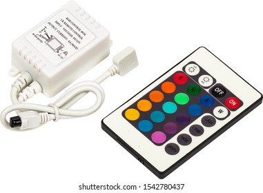 Controller for RGB LED with remote control isolated on white