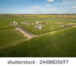 Controversial Gas Field in Groningen: Aerial View of Industrial Pipelines in Farmland
