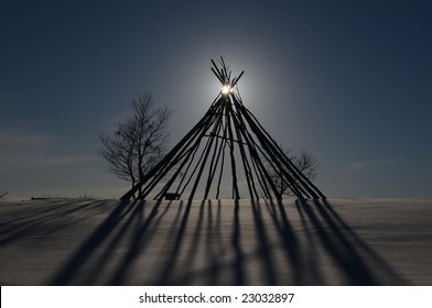 The Contruction Of Sami Tent - North Norway.