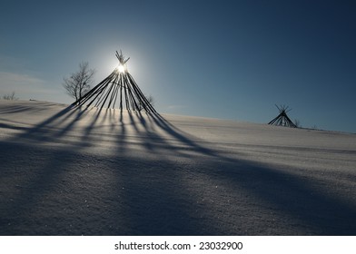 The Contruction Of Sami Tent - North Norway.