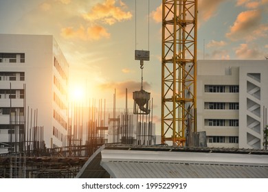 Contruction Site On During Sunset