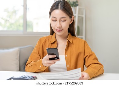 Convenience Online Internet Banking, Asian Young Woman Hand In Payment Bill, Spending By Scan Qr Code, Use Phone, Mobile To Transfer Or Pay Money Of Credit Card Without Cash. Technology Of Financial.