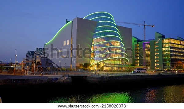The Convention Centre\
Dublin in the evening- travel photography - CITY OF DUBLIN, IRELAND\
- APRIL 20, 2022