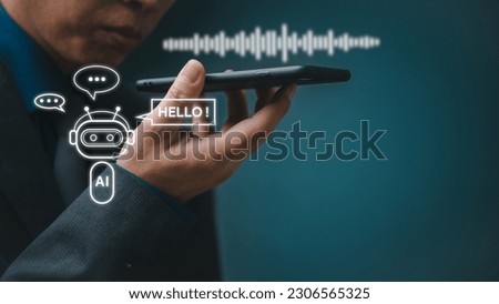 conversation with AI Chatbots use their voices to dub movies or read commercials. Voice recognition of modern AI technology.