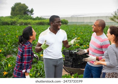 Conversation of farmers of different nationalities on a farm field - Powered by Shutterstock