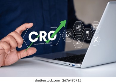 Conversion Rate Optimization, CRO success strategy, digital marketing funnel awareness interest conversion stages, business performance improvement, ROI growth, customer journey metrics visualization