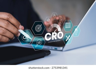 Conversion Rate Optimization, CRO success strategy, digital marketing funnel awareness interest conversion stages, business performance improvement, ROI growth, customer journey metrics visualization