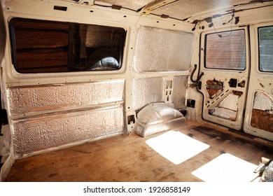 Conversion Of A T4 Van Into A Camper Van.. Soundproofing And Insulation Have Been Added To The Van Ready For Carpeting