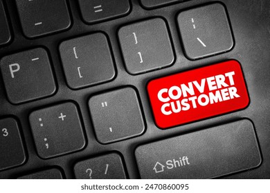 Convert Customer text button on keyboard, concept background