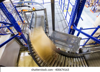 Conveyor Belt In A Modern Warehouse