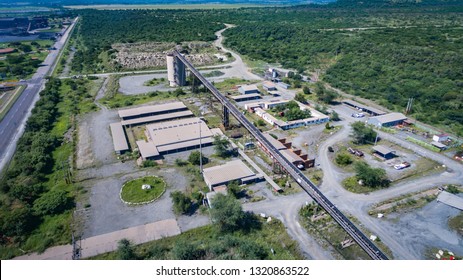 Conveyor And Processing Plant Seen From Above On A Sunny Day