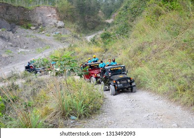 Convoy Jeep Participant In The Lava Tour, Mount Merapi, Jogjakarta On 27/10/2018 At 13.15